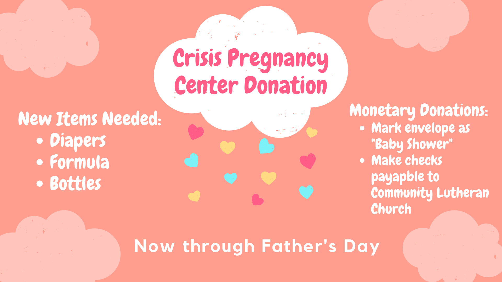 Crisis Pregnancy Center Donations Community Lutheran Church
